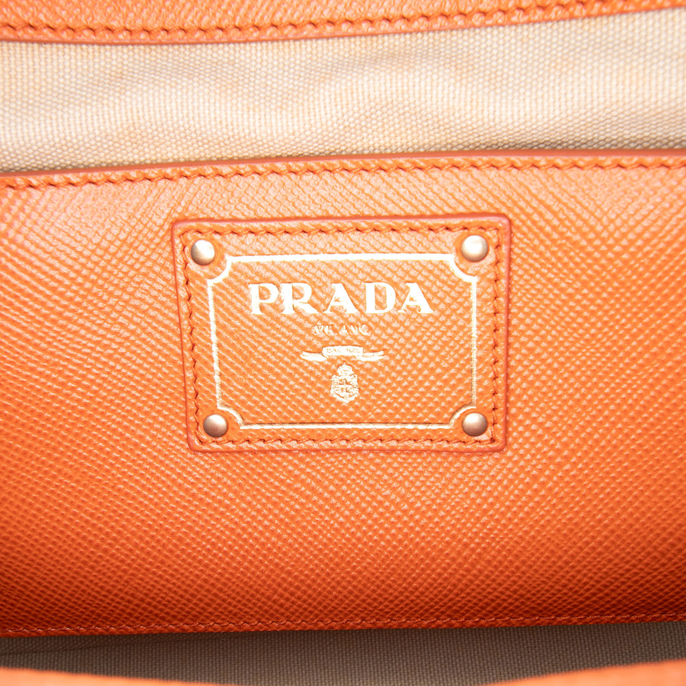 Pre-Loved Prada Bicolor Saffiano Cuir Trimmed Canvas Satchel - Picture 5 of 11